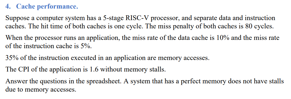 Solved 4. Cache performance. Suppose a computer system has a | Chegg.com
