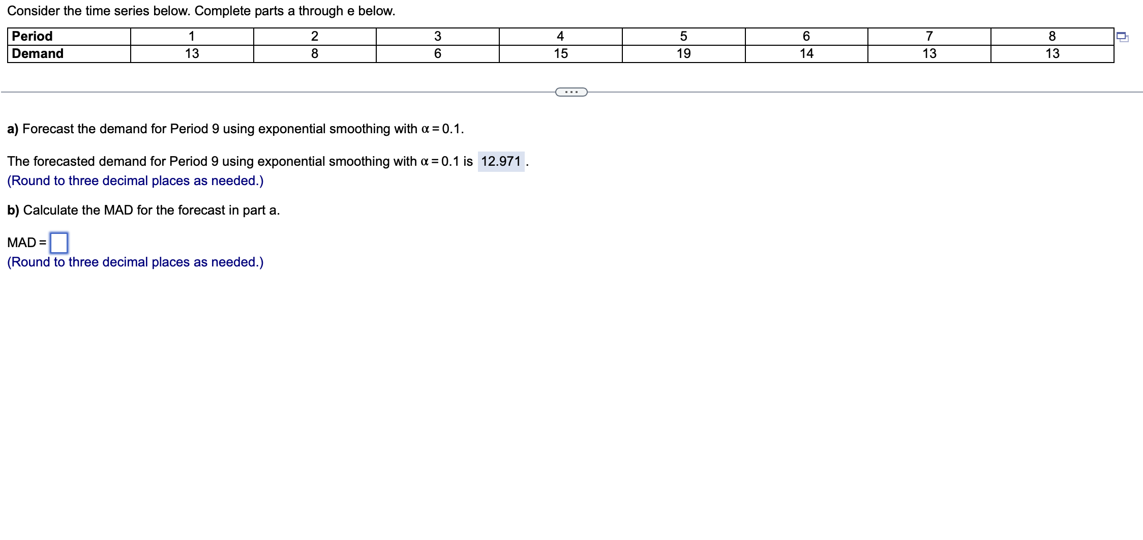 Solved Consider the time series below. Complete parts a | Chegg.com