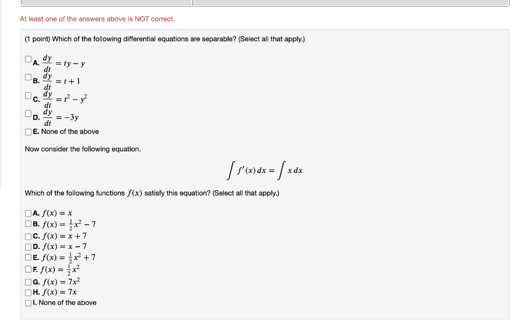 1 Point Which Of The Following Differential Chegg Com