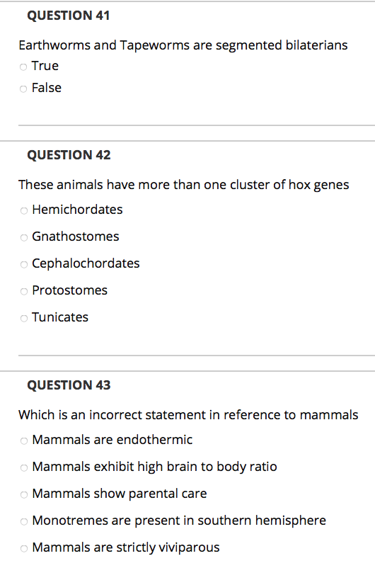 Solved QUESTION 41 Earthworms and Tapeworms are segmented