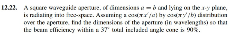 Solved A square waveguide aperture, of dimensions a = b and | Chegg.com