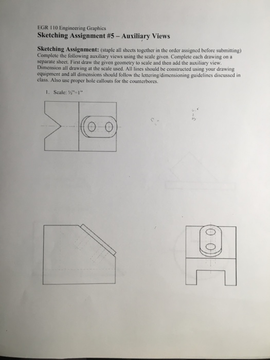 Solved EGR 110 Engineering Graphics Sketching Assignment #5 | Chegg.com