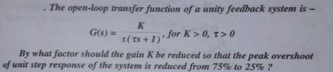 Solved The open-loop transfer function of a unity feedback | Chegg.com