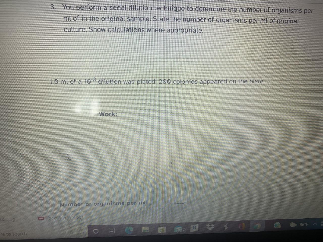 Solved 3. You Perform A Serial Dilution Technique To | Chegg.com