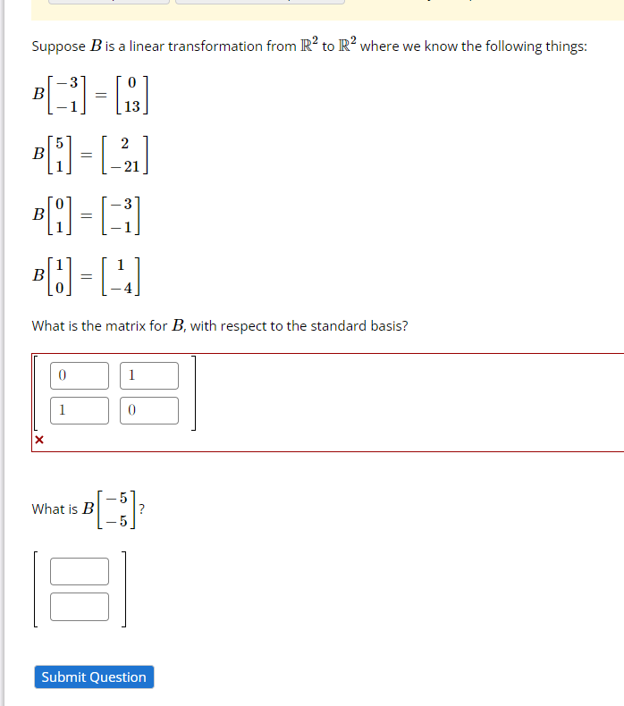 Solved Suppose B Is A Linear Transformation From R2 To R2 | Chegg.com