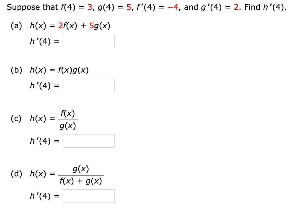 Solved Suppose That F 4 3 G 4 5 F 4 4 And Chegg