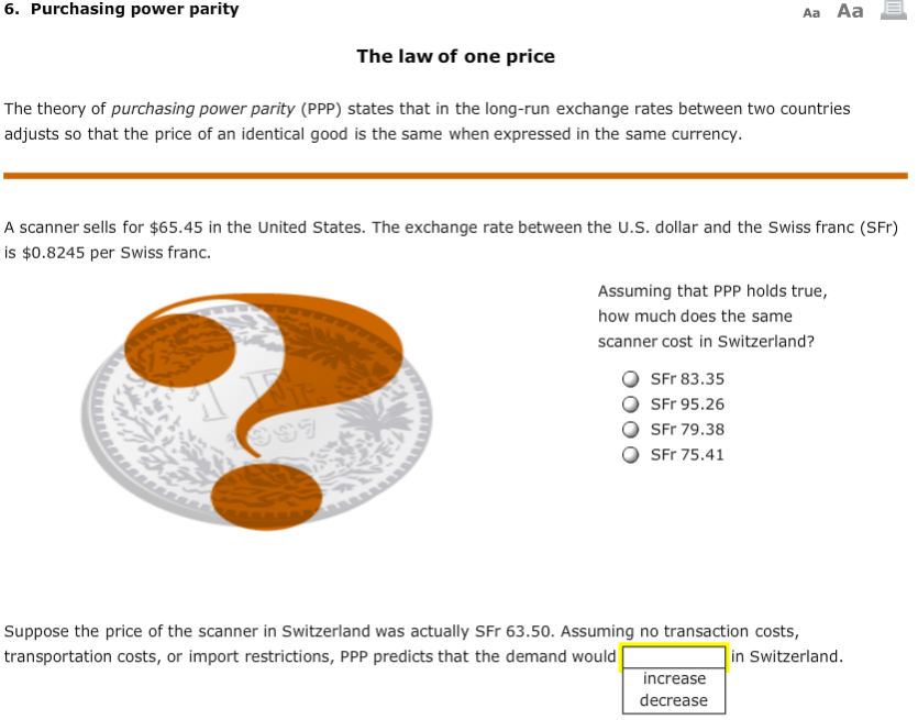 Solved 6 Purchasing Power Parity Aa Aa The Law Of One Price Chegg Solved 6 Purchasing Power Parity Aa Aa The Law Of One Price Chegg