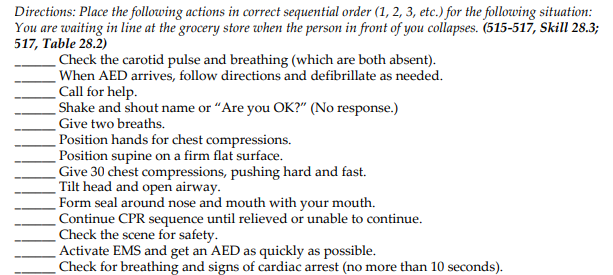 Solved Directions: Place the following actions in correct | Chegg.com