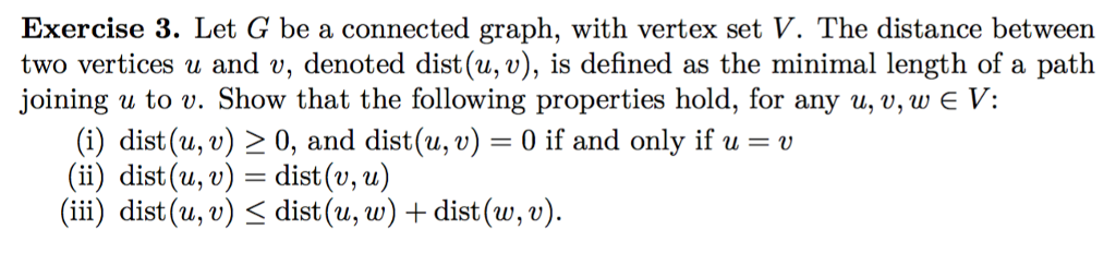 Solved Let G be a connected graph, with vertex set V . The | Chegg.com