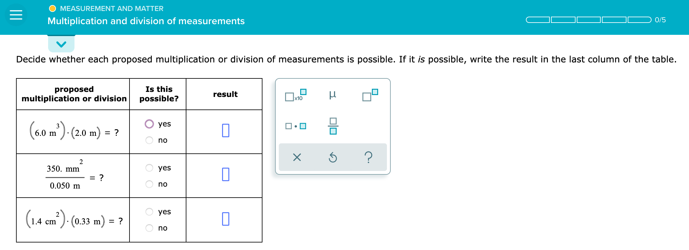 Solved = MEASUREMENT AND MATTER Multiplication and division | Chegg.com