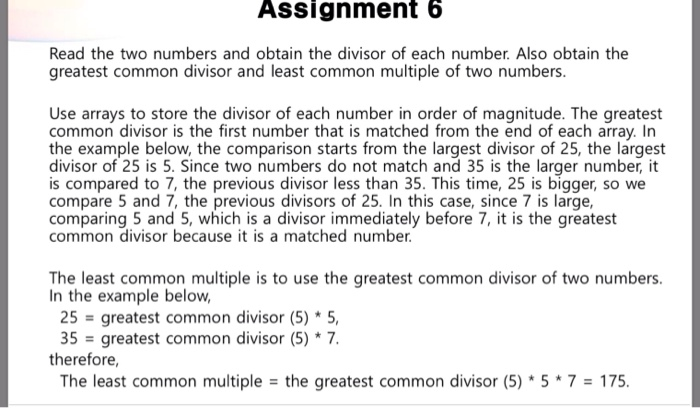 Solved Assignment 6 Read the two numbers and obtain the | Chegg.com