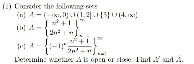 Solved 1) Consider The Following Sets (a) | Chegg.com