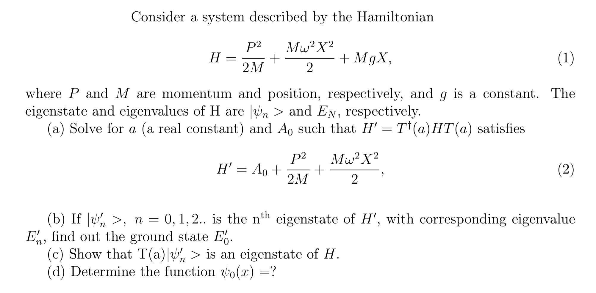 Solved Consider A System Described By The Hamiltonian P2 Chegg Com