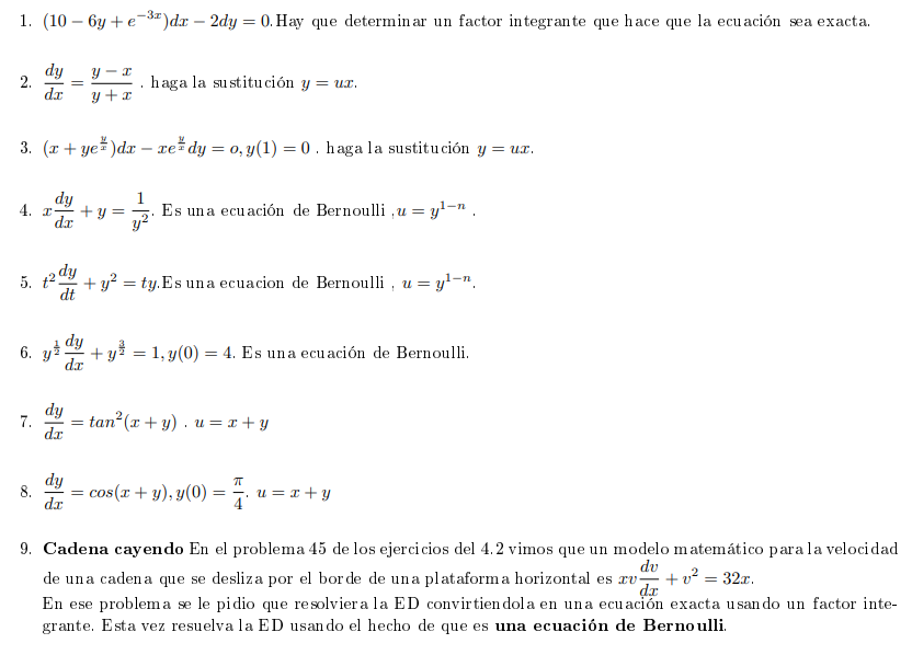 Solved 1. (10 – 6y +e-32)dx – 2dy = 0. Hay que determinar un 