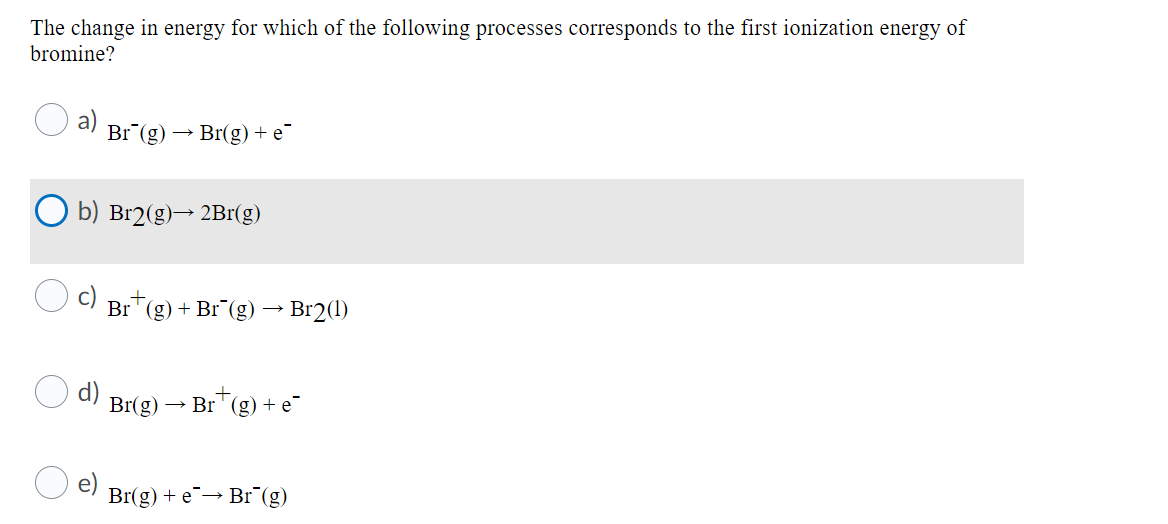 Solved The Change In Energy For Which Of The Following Chegg Com