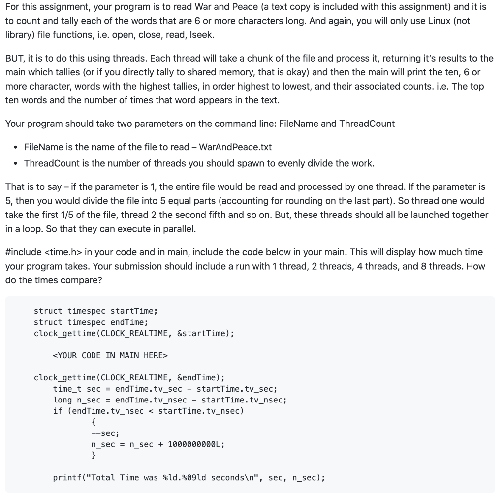 For this assignment, your program is to read War and | Chegg.com