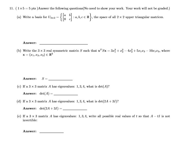 Solved Answer the following questions(No need to show your | Chegg.com