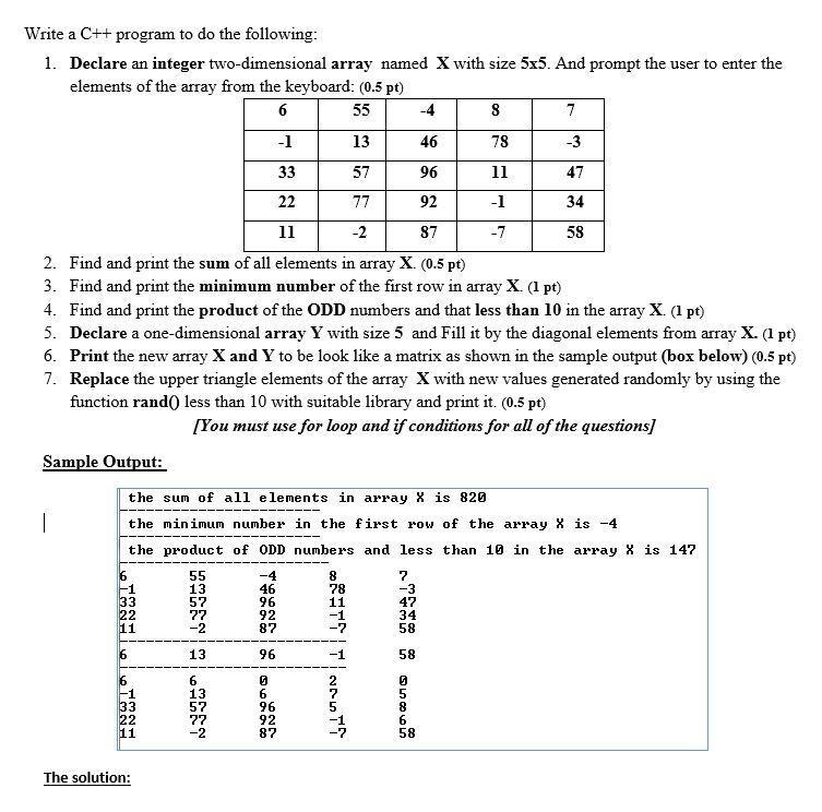 Solved 55 -3 58 Write a C++ program to do the following: 1. | Chegg.com