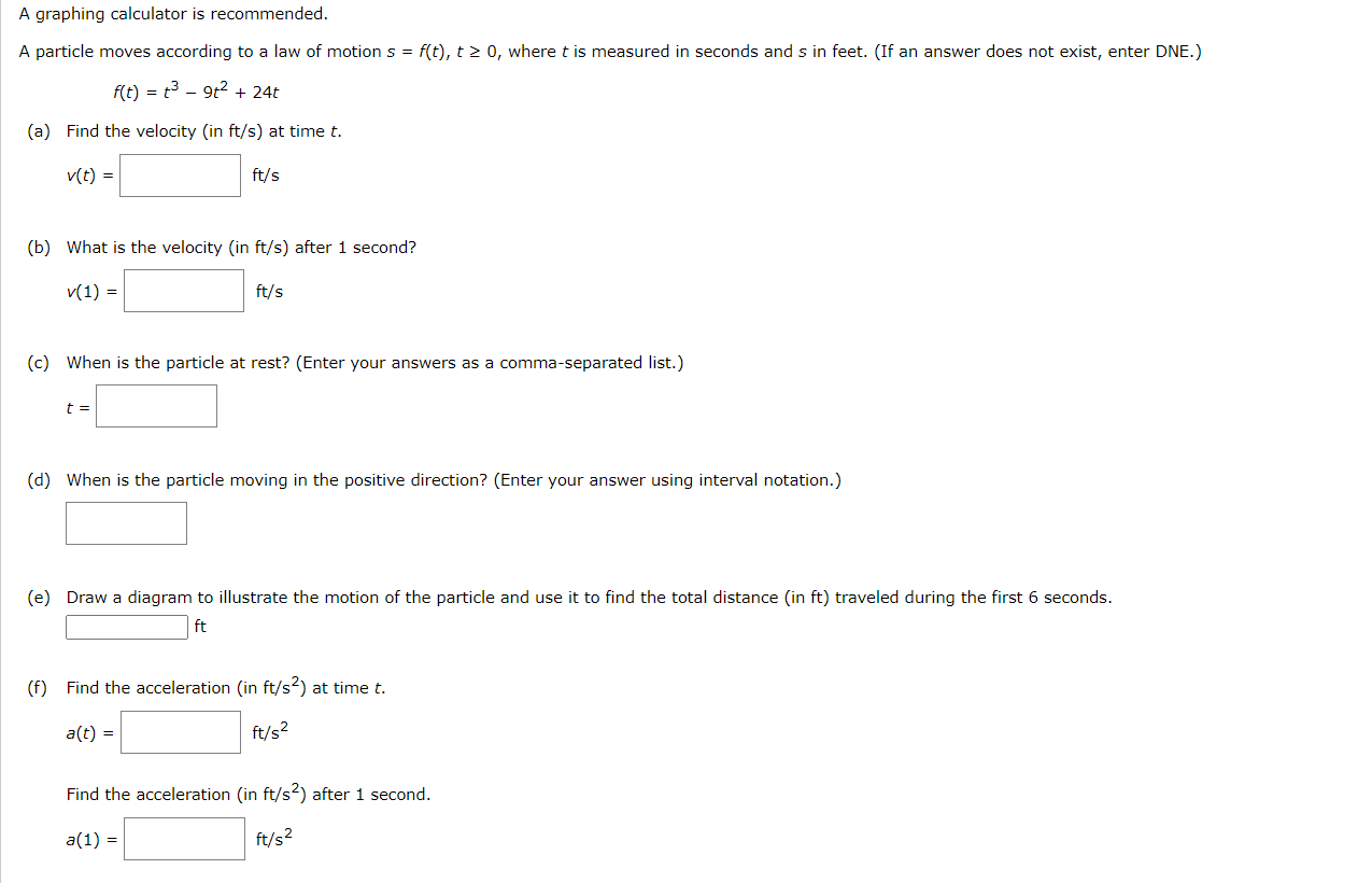 Solved A graphing calculator is recommended. A particle | Chegg.com