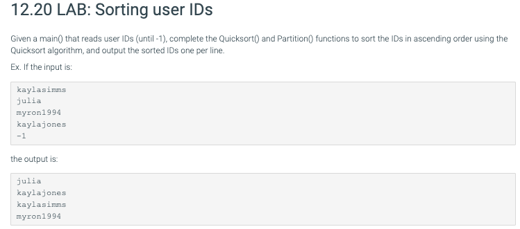 Solved Given a main( that reads user IDs (until -1), | Chegg.com