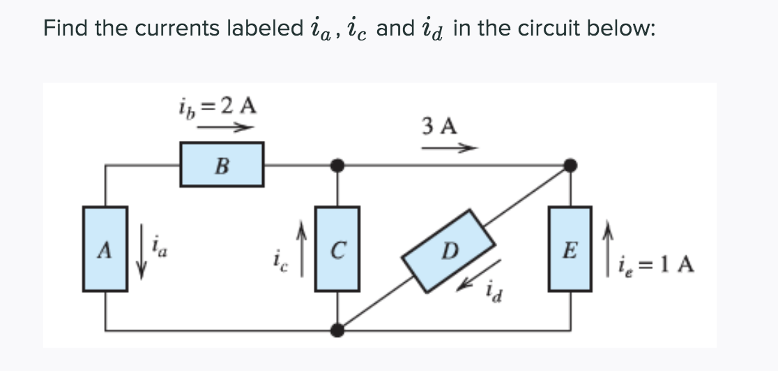 Solved Find the currents labeled ia, ic and id in the | Chegg.com
