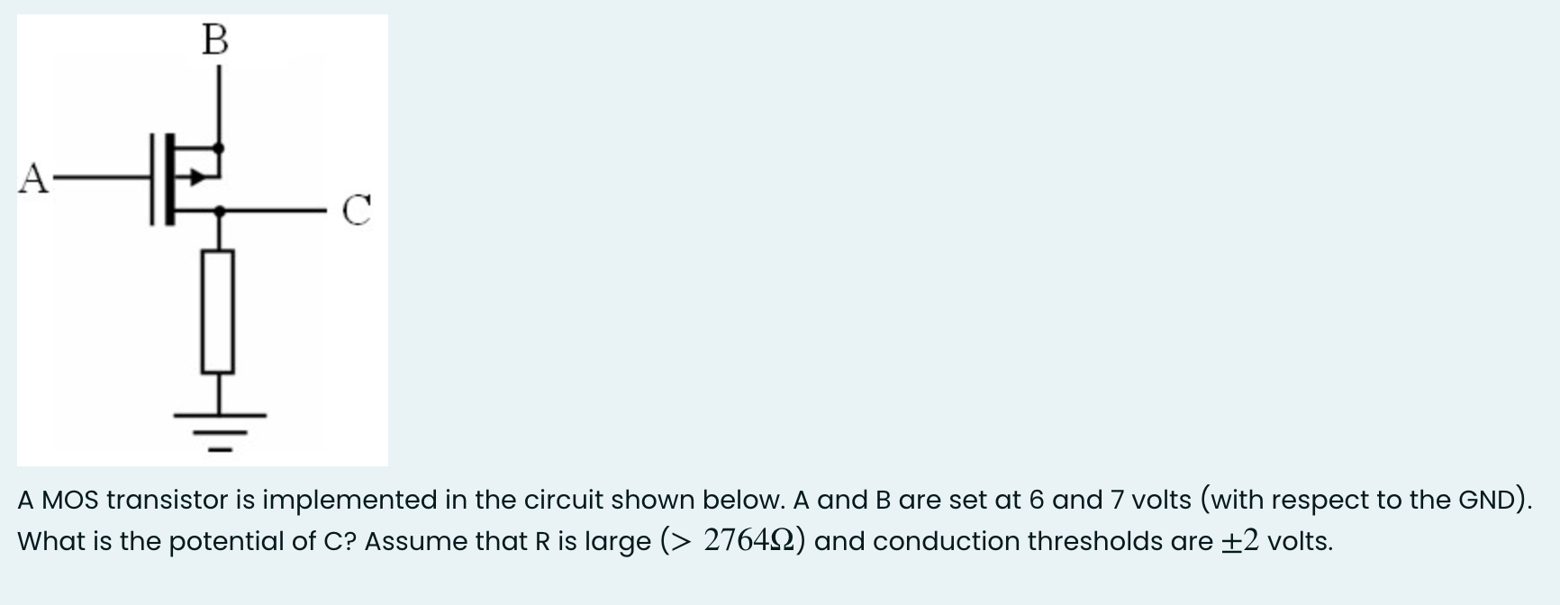 Solved A MOS Transistor Is Implemented In The Circuit Shown | Chegg.com