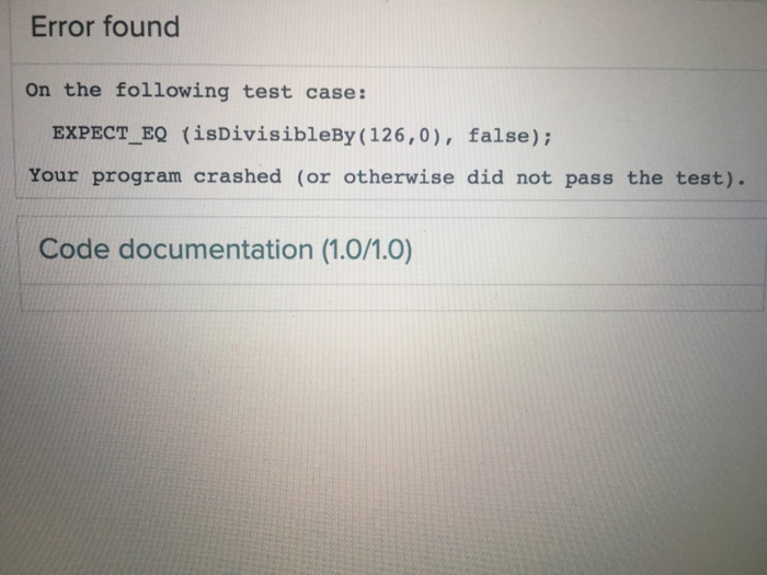 Solved Error found On the following test case: EXPECT EQ | Chegg.com