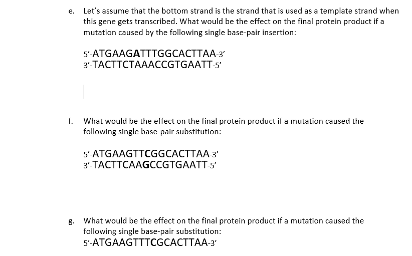 Solved h. What would be the effect on the final protein | Chegg.com