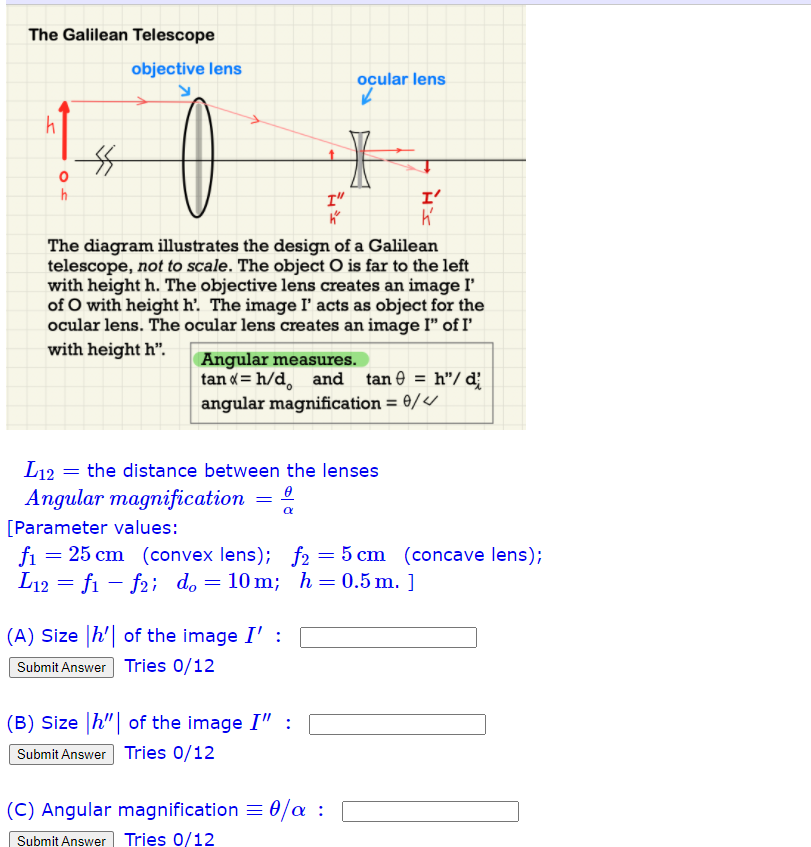 solved-the-galilean-telescope-objective-lens-ocular-lens-i-chegg