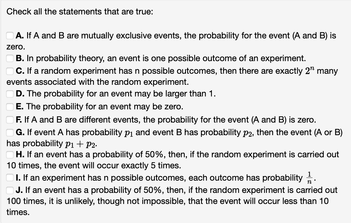 Solved Check All The Statements That Are True: A. If A And B | Chegg.com