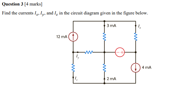 Solved Find the currents Ix,Iy, and Iz in the circuit | Chegg.com