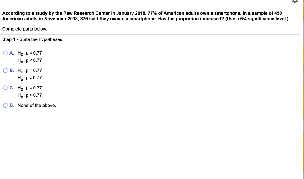 Solved According To A Study By The Pew Research Center In | Chegg.com