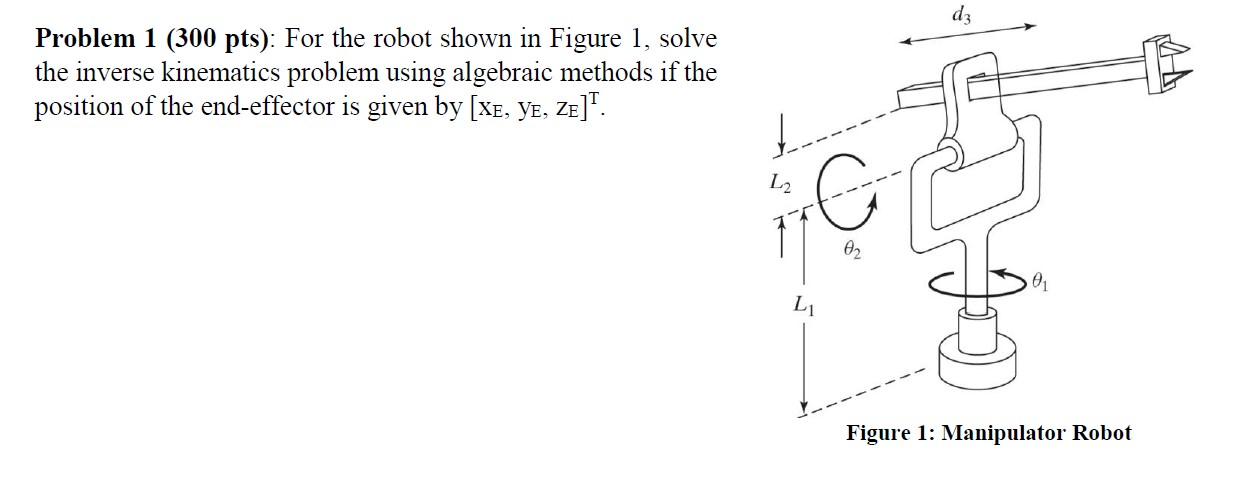 Solved dz Problem 1 (300 pts): For the robot shown in Figure | Chegg.com