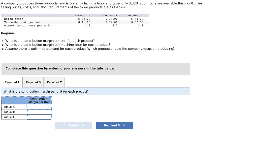 Solved A Company Produces Three Products, And Is Currently | Chegg.com