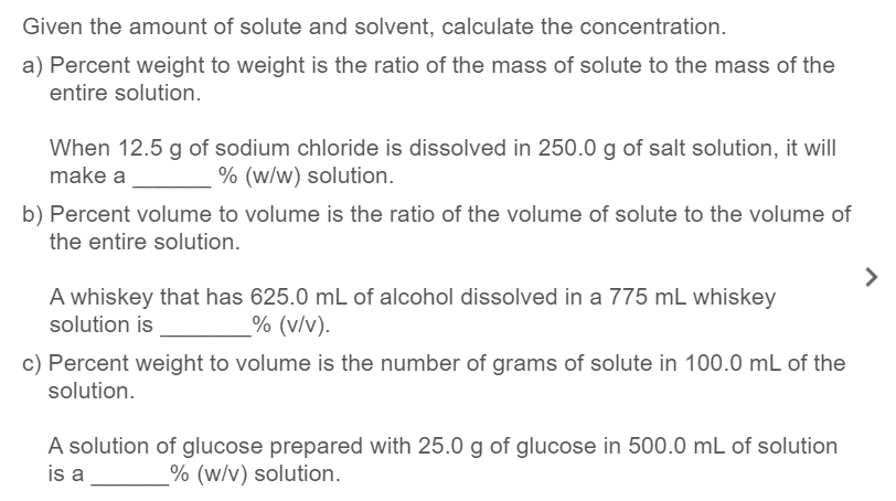 Solved Given The Amount Of Solute And Solvent Calculate Chegg Com