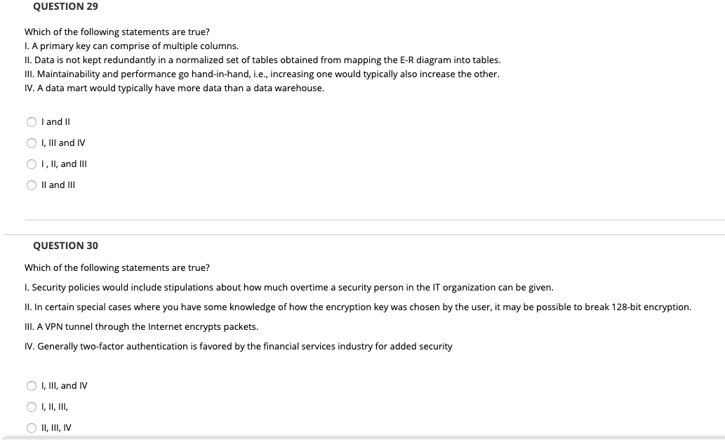 Solved QUESTION 29 Which of the following statements are