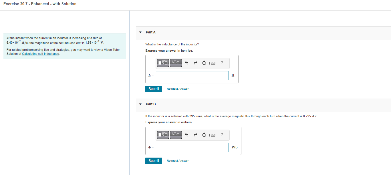 Solved Exercise 30.7 - Enhanced - with Solution - Part A At | Chegg.com
