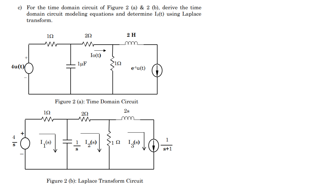 Solved c) For the time domain circuit of Figure 2 (a) & 2 | Chegg.com