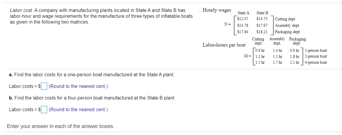 Solved Labor cost. A company with manufacturing plants | Chegg.com
