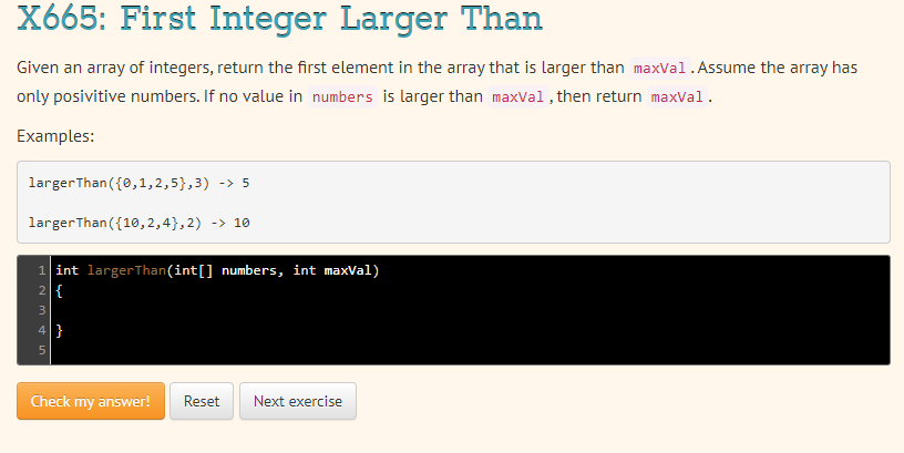 Solved X665: First Integer Larger Than Given an array of | Chegg.com