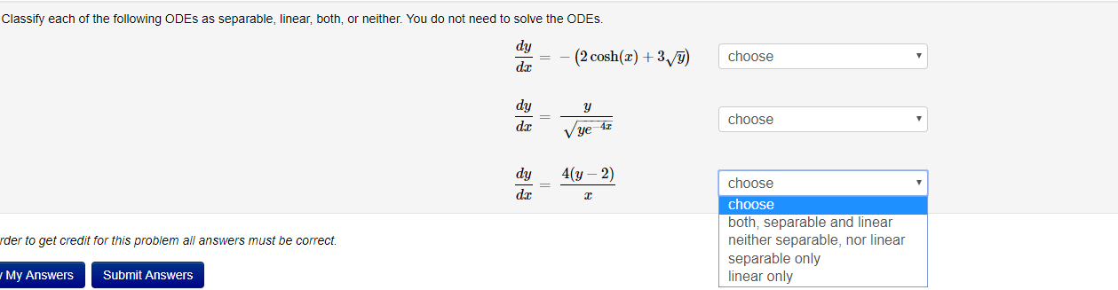 Solved Classify each of the following ODEs as separable, | Chegg.com