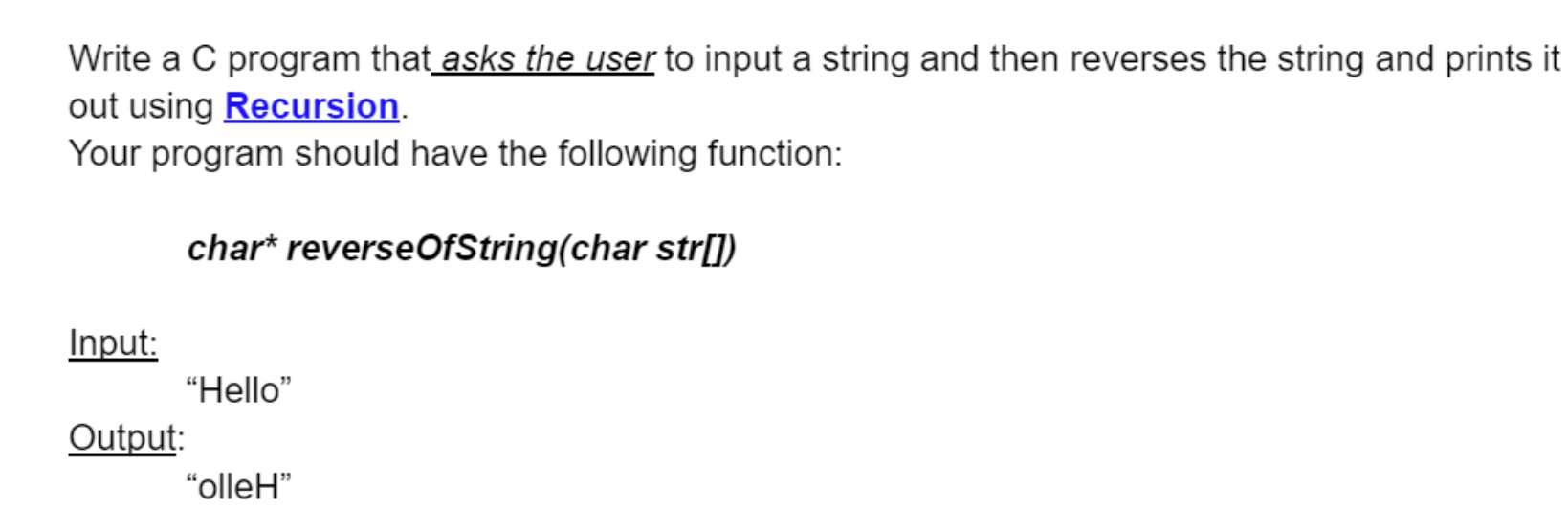 Solved Write a C program that asks the user to input a | Chegg.com