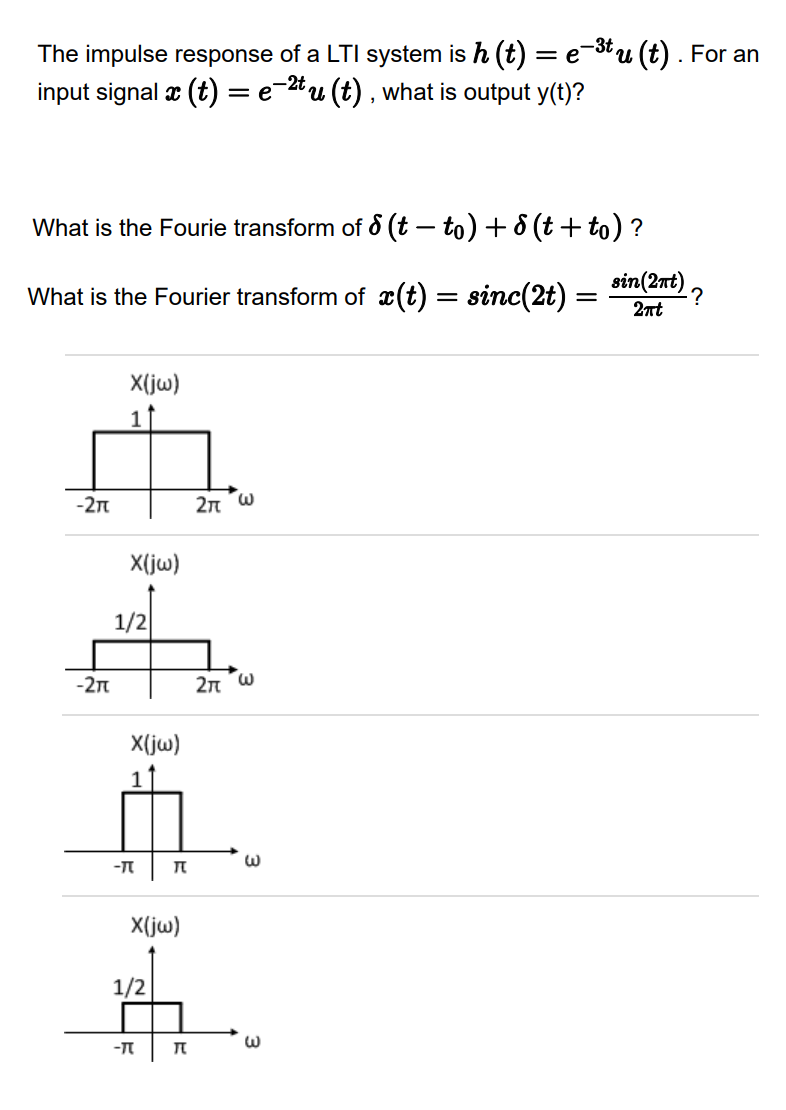Solved The impulse response of a LTI system is | Chegg.com