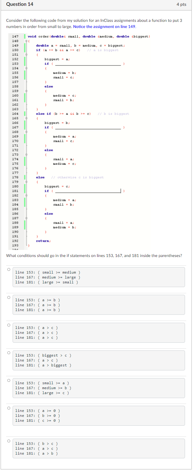 Solved Question 14 4 pts Consider the following code from my | Chegg.com