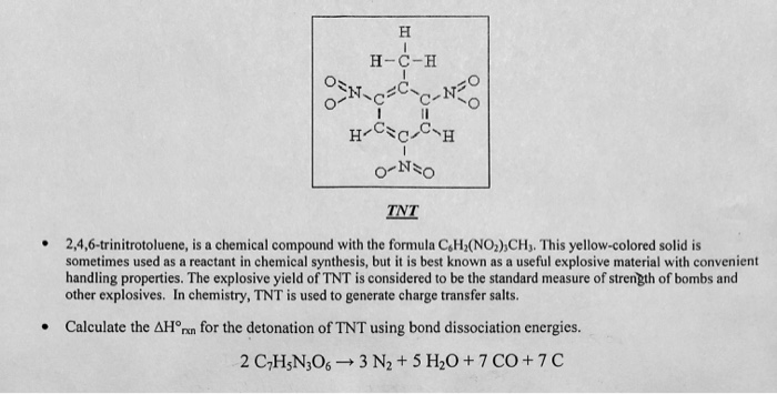 Solved H-C-H TNT 2,4,6-trinitrotoluene, is a chemical | Chegg.com