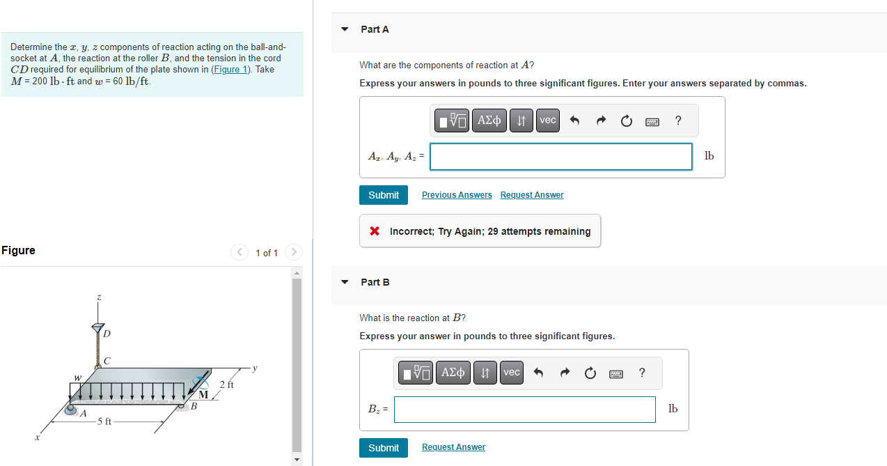 Solved Determine The X,y,z Components Of Reaction Acting On | Chegg.com