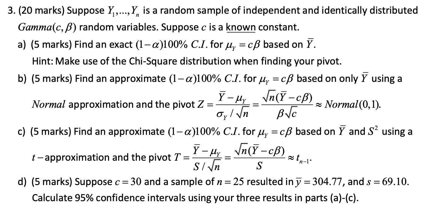 3 Marks Suppose Y Y Is A Random Sampl Chegg Com