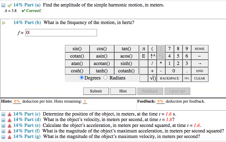 Solved An Object Is Undergoing Simple Harmonic Motion Along 