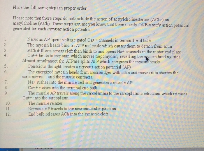 Solved Place the following steps in proper order Please note | Chegg.com