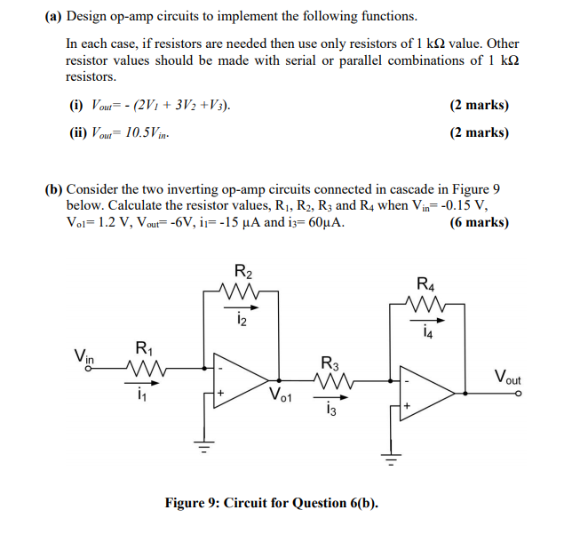 Solved a Design opamp circuits to implement the following Circuit Diagram